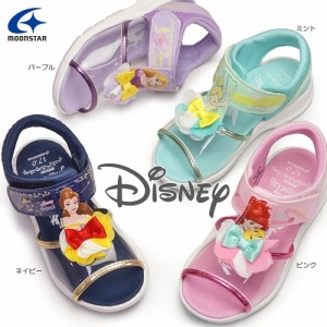 ディズニー サンダル DN C1295 キッズ マジック式 子供靴 ムーンスター Disney MoonStar アリエル ラプンツェル ベル ティンカーベル