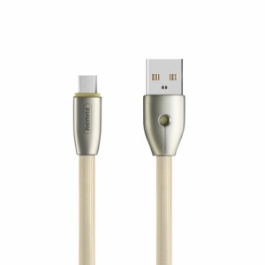 REMAX スマホ microUSB 急速充電 転送ケーブル リマックス 2.1A 1.0m Knight ゴールド RC-043m 