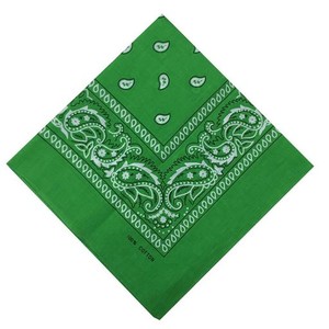 [KAKATREND] バンダナ 緑 ペイズリー 綿100% 三角巾 大人 おしゃれ グリーン ハンカチ コットン ばんだな ユニセックス ドゥーラグ 大判 