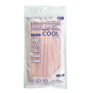 1DAY MASK COOL ふつうサイズ PEACH 1袋7枚入 2袋セット 冷感不織布マスク 柄マスク