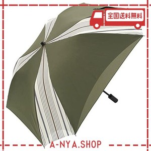 日傘 メンズ 晴雨兼用 折りたたみ スクエア 1級遮光 晴雨兼用 遮熱 ２重張り ワイドショート (カーキ)