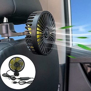 KWAK’S 車 扇風機 車載扇風機 車載ファン 3段階風量調節 回転 角度調整可能 車前後部座席用 扇風機 USB 静音 取付簡単 省エネ 空気循環 