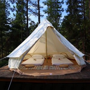 SAFARI CAMPING 屋外4シーズン防水3/4/5/6 METERオックスフォードベルテントBELL TENT (白いオックスフォードのテント, 直径4METER)