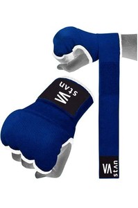 STAN バンテージ 簡単 マジックテープ式 インナーグローブ ボクシング MMA 衝撃吸収ゲルパッド (L, ブルー)