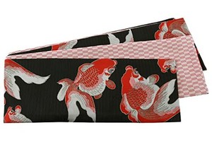[さらさ] 織美桐 リバーシブル 細帯 半幅帯 半巾帯 小袋帯 全10タイプ 風神 雷神 金魚 HO-44 (01A赤金魚)