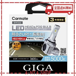 カーメイト GIGA 車用 LEDヘッドライトC3600 5000K 【 車検対応 】 見やすい白色光 HB3 HB4 BW566