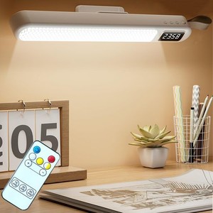 LEDデスクライト SEGXCFL超長30CM 2000MAH 充電式 コードレス 時計付き 120°回転 LED バーライト リモコン付き タイマー タッチセンサー