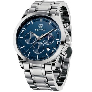 腕時計 メンズ BENYAR マルチカレンダー、クロノグラフ、ビジネス フォーマル メンズ 革ベルト、アナログ腕時計、防水とスクラッチ耐性シ