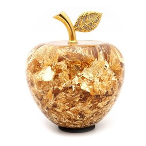 黄金のリンゴ 置き物 金箔入り ゴールドアップル 母の日 ギフト プレゼント 縁起物 林檎 箱付き 風水 幸福 幸運 お正月 Mサイズ