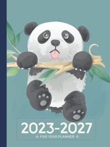 5 YEAR MONTHLY PLANNER 2023-2027 | LARGE | CUTE PANDA HANGING ON: CALENDAR BOOK (US FEDERAL HOLIDAYS, MOON PHASES, VISION 