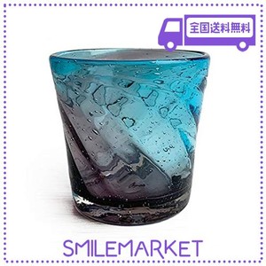 くば笠屋 琉球ガラス 琉球グラス ロックグラス 沖縄土産 美ら海ロックグラス パープル×ブルー 冷茶グラス コップ カップ