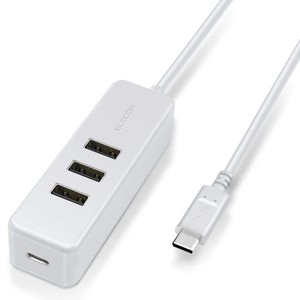 エレコム USBハブ TYPE-C USB-A 2.0×3ポート USB PD 60W対応 TYPE-C×1ポート ケーブル30CM マグネット付 ホワイト U2HC-T431PWH