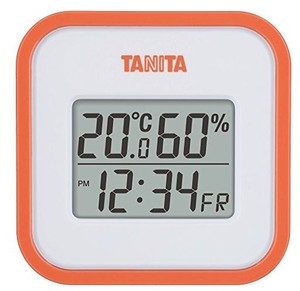 タニタ 温湿度計 時計 カレンダー 温度 湿度 デジタル 壁掛け 卓上 マグネット オレンジ TT-558 OR