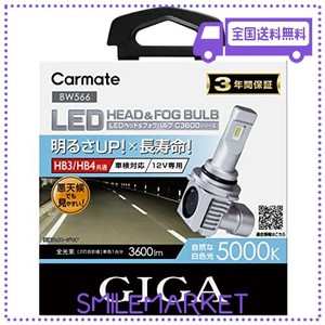 カーメイト GIGA 車用 LEDヘッドライトC3600 5000K 【 車検対応 】 見やすい白色光 HB3 HB4 BW566