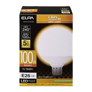 エルパ ( ELPA ) LED電球 ボール球形 G95 ( 口金E26 / 100W形 / 電球色 ) 5年保証 / 電球 (LDG13L-G-G2106)