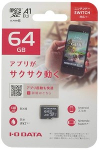 I-O DATA MICROSDカード 64GB/APPLICATION PERFORMANCE CLASS 1/UHS-I スピードクラス1対応/MSDA1-64G