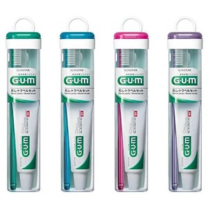 GUM(ガム) トラベルセット 携帯用 オフィス用 ミニハミガキ・歯ブラシセット [ガム・デンタルペースト22G+ガム・歯ブラシ#211 ふつう] 単