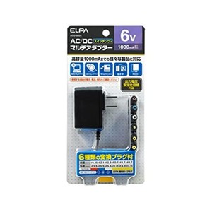 ELPA AC-DCマルチアダプター 6V スイッチング式 家庭用コンセントをDC6Vの電圧に変換 高容量1000ＭA ACD-060S