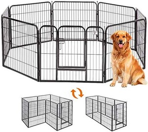 【LIFERED】ドア付ペットフェンス ペットサークル 中大型犬用 ペットフェンス折り畳み式 組立簡単 ペットフェンス 全成長期使用 室内外兼