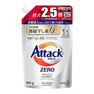 【大容量】アタック ゼロ(ZERO) 洗濯洗剤(LAUNDRY DETERGENT) 詰め替え 900G (清潔実感! 洗うたび白さよみがえる)