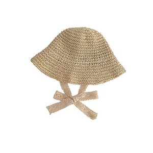 [UMELOEO] 子供用 麦わら帽子 キッズ ペーパーハット ベビー 女の子 ストローハット つば広 シンプル 日除け帽子 サンハット 赤ちゃん 帽