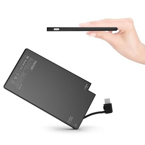 TNTOR モバイルバッテリー 軽量 小型 超薄 6.8MM 5000MAH ケーブル内蔵 TYPE-C対応 IPHONE対応 専用 スマホ充電器 持ち運び便利 地震/災