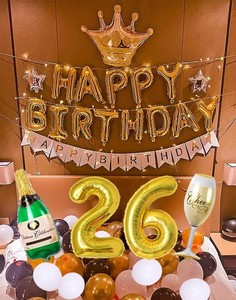 26歳 誕生日 バルーン 風船 バースデー 飾り付け セット数字 バルーン 26 付き 男の子 女の子 大人 ゴールドホワイト 誕生日 パーティー 