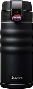京セラ セラミック コーヒー ボトル マグボトル 350ML ワンタッチ式 ブラック 黒 内面セラミック加工 真空断熱構造 保温 保冷 CERAMUG セ