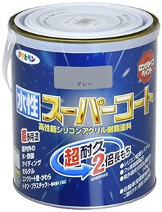 アサヒペン ペンキ 水性スーパーコート 水性多用途 グレー 1.6L