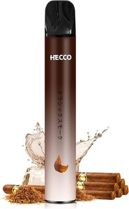 HECCO 使い捨てタイプ電子タバコ シガー シーシャ 持ち運び ベイプ VAPE 大容量 ノンニコチン・タール・色素０ フレーバー 爆煙 水蒸気タ