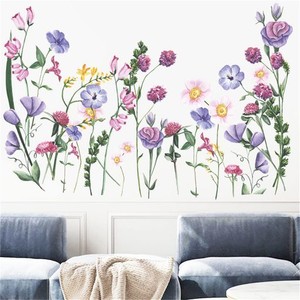 WOHAHA ウォールステッカー 花 ピンク パープル 花柄シール 絵画風 花植物 壁花壁飾り ウォールシール 壁に貼る 花飾りペーパー 壁シール