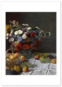 ポスター クロード モネ 『花と果物のある静物』 A4サイズ 【日本製】 [インテリア 壁紙用] 絵画 アート 壁紙ポスター