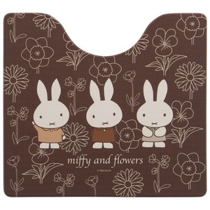 センコー ミッフィー 拭ける PVC トイレマット 約55×60CM ラインアート ブラウン キャラクター MIFFY 72090