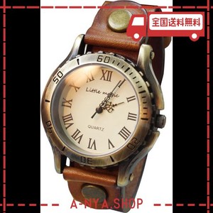 [ 経年変化する JAPANレザー] 日本製電池 日本製ムーブメント アンティーク 風 腕時計 メンズ レディース 革ベルト 時計【リトルマジック