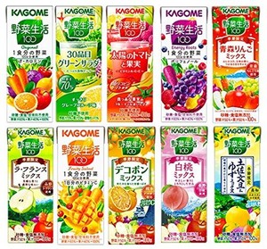 カゴメ　野菜生活100　200ML紙パック　６種類各４本　２４本（種類は当店任せになります）