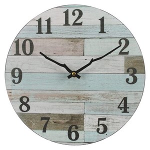 VIKMARI 掛け時計 アンティーク調 木目文字盤 壁掛け時計 レトロ 枝型指針 カラフル 静音 壁掛け 時計 フレームなし 木製 連続秒針 ウォ