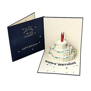 誕生日カード ケーキ 立体カード バースデ グリーティングカード ポップアップカード メッセージカード 感謝 誕生日 お祝い 封筒付き 2色