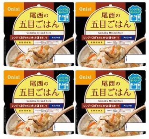 尾西食品 アルファ米 レンジプラス 五目ごはん 80G×4袋 レンジ調理対応 (非常食・保存食)