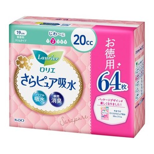 ロリエ さらピュア 吸水ナプキン スリムタイプ 女性用20CC 少量用 64枚 昼用ナプキンサイズ 19CM 【女性の軽い尿もれ用】【大容量お徳用