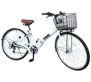 TOMONAU シティサイクル ママチャリ 折り畳み自転車 26インチ 6段変速 LED自転車ライト 折りたたみ自転車 ひし形フレーム、強力な耐荷重 