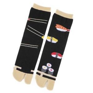 [のレン] 足袋ソックス メンズ レディース (ジャパノラマ/寿司 ブラック) 足袋靴下 二本指 大人用 男女兼用 フリーサイズ/日本製 奈良産 