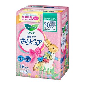 ロリエ さらピュア 吸水ナプキン ふんわりタイプ 女性用50CC 中量用 18枚 昼用ナプキンサイズ 23CM 【女性の軽い尿もれ用】 単品