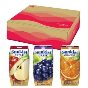 森永乳業 サンキスト アソートセット 200ML×24本(アップル・オレンジ・グレープ)[ ジュース 詰め合わせ ] ボックス
