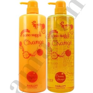 サニープレイス ナノサプリ クレンジングシャンプー&コンディショナー オレンジ 1000MLボトルセット