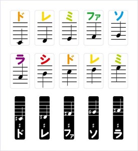 ドレミ シール 音符付き ステッカー 音階付き ピアノ キーボード はがせる 鍵盤ハーモニカ ピアニカ 音符 音階 楽譜 ドレミファソラシド 