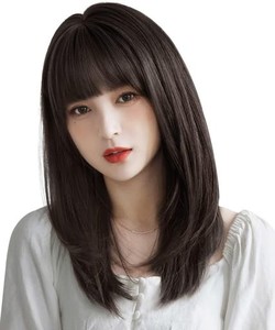 VIGOROUSウィッグ セミロング 黒髪 ミディアム ストレート カツラ WIG 女装 ロリータ 簡単着用 レディース フルウィッグ ...