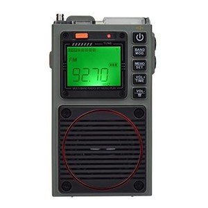 HANRONGDA 小型ラジオ APPリモコン FM/中波/短波/VHF/ワイドFM対応 BLUETOOTHスピーカー MICROSDカード対応 充電式 懐中電灯 SOSアラーム