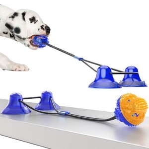 YURIKA 犬 おもちゃロープ ペット噛む 知育玩具 吸盤式 犬用おやつボール 天然ゴム 犬歯ブラシ ストレス解消 耐久性ある 大喜びの子犬 か