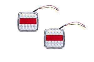 LED テールランプ リフレクター 付き ダウンライト 内蔵 2個 セット DC 12V トラック ボート トレーラー フォークリフト 汎用 四角 正方