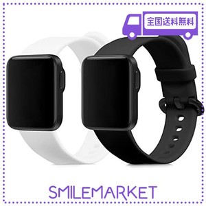 [KWMOBILE] 2X 交換ベルト 対応: XIAOMI MI WATCH LITE/REDMI WATCH バンド - シリコンバンド ソフト TPU 耐久性 黒色/白色